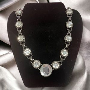 Vintage Faceted Crystal and Burnished Silver Choker